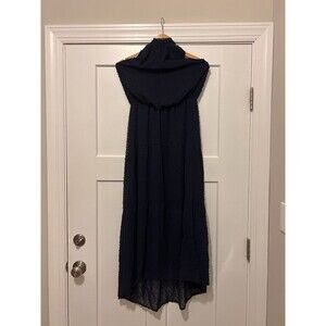 Pretty Garden Halter Backless Maxi Dress Women’s Size Medium Navy Blue Lined Dot